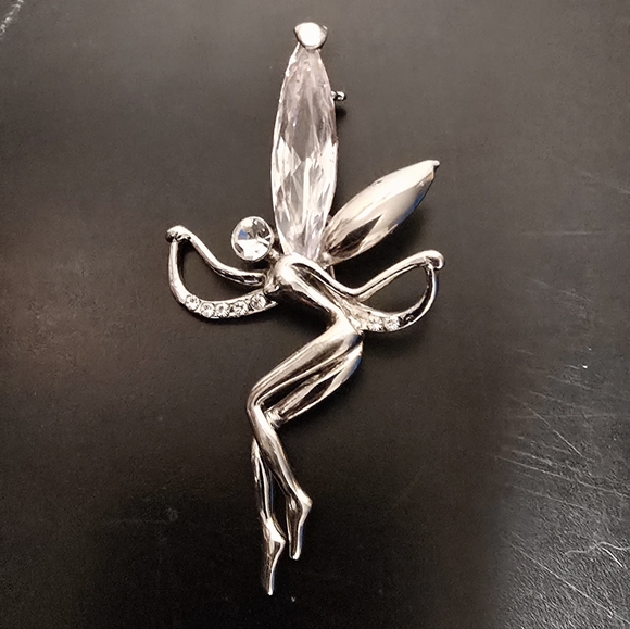 Jewelry - Vintage Silver And Crystal Fairy Brooch